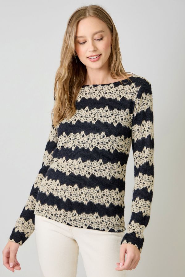 Lace Striped Knit