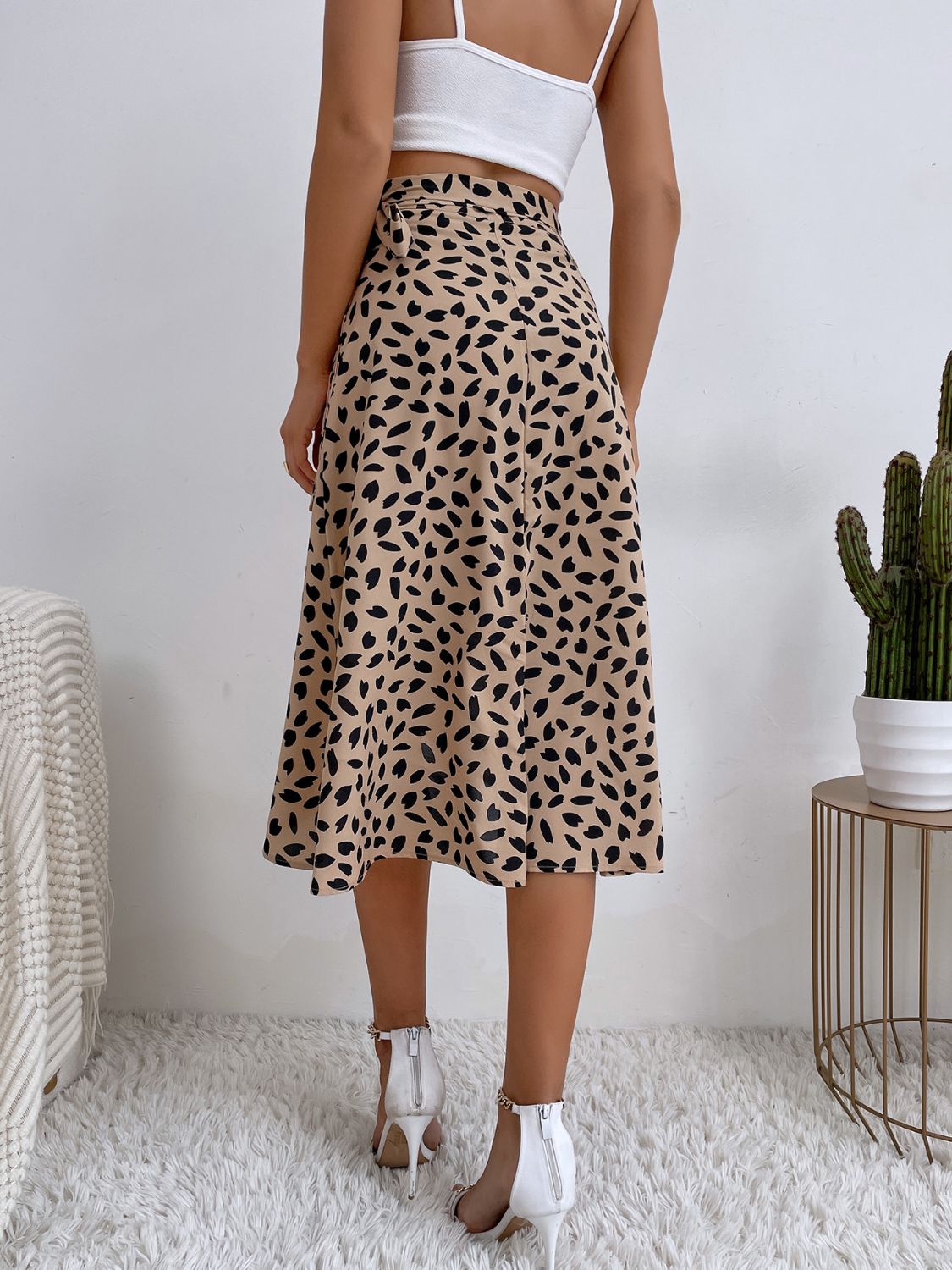 Arianna Tied Slit Printed Skirt