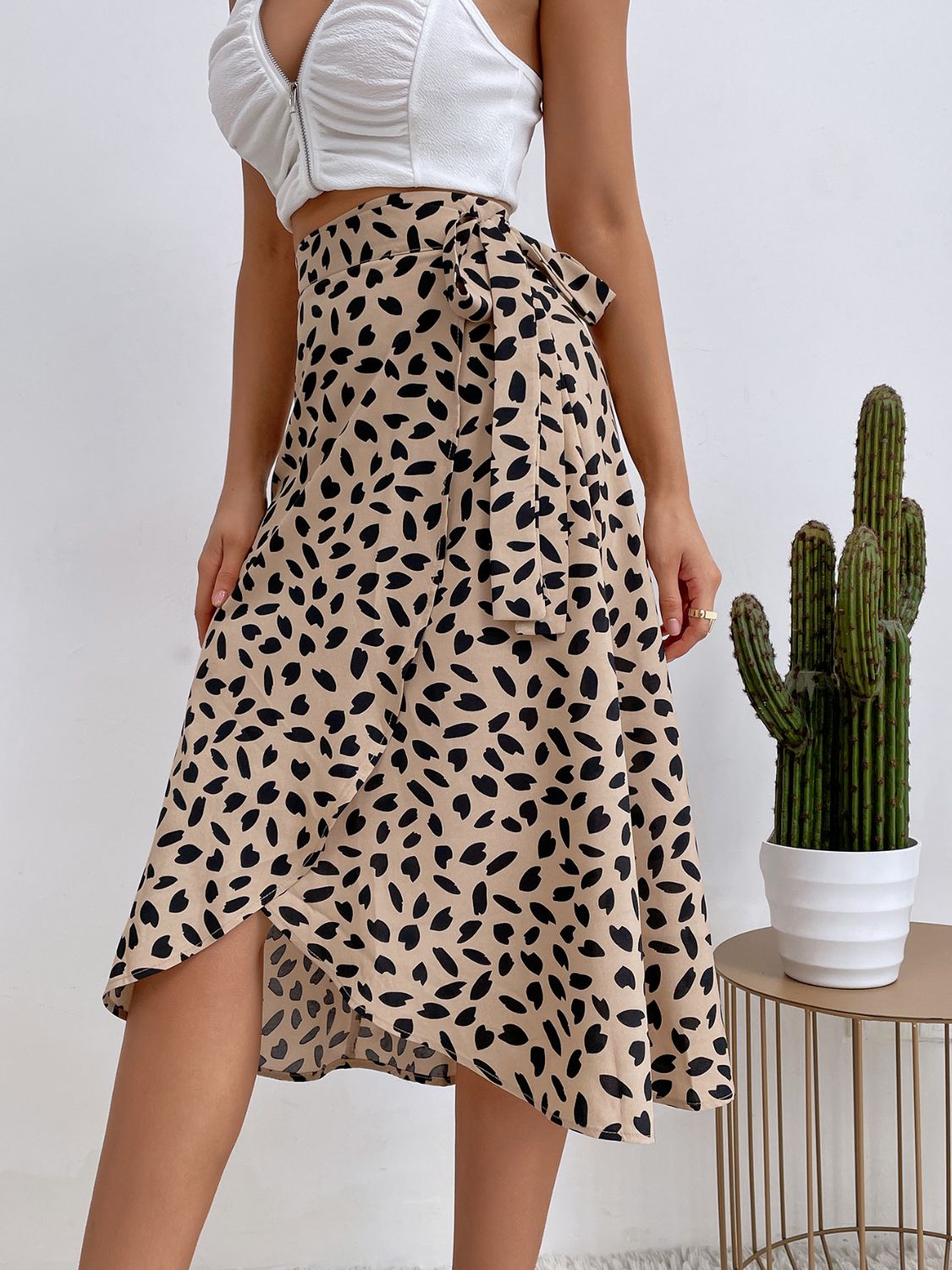 Arianna Tied Slit Printed Skirt