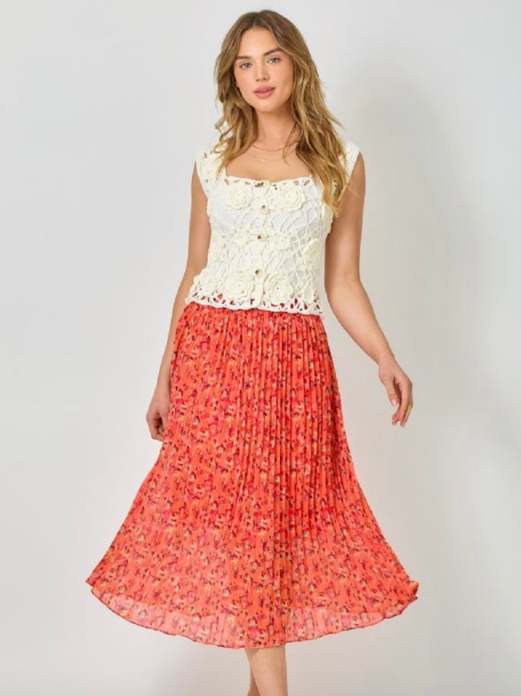 Floral Breeze Pleated Skirt
