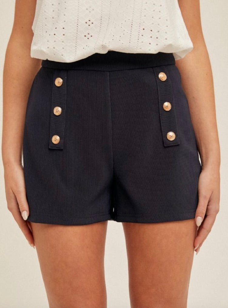 Button-Front High-Waisted Shorts