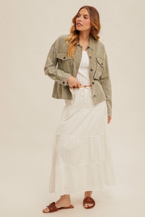 Veronica Snow Wash Twill Olive Oversized Jacket