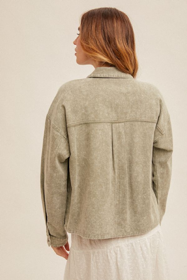 Veronica Snow Wash Twill Olive Oversized Jacket