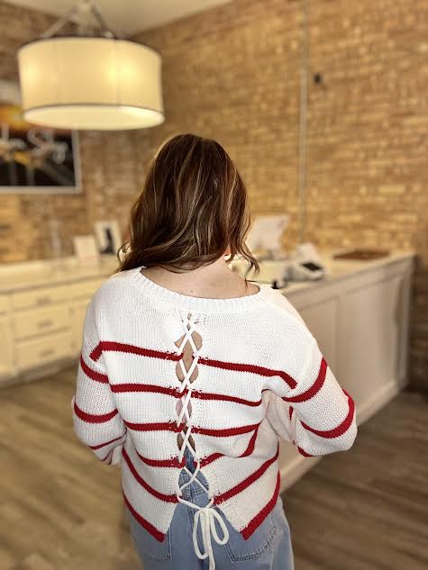 Tanya Lace Up Back Sweater