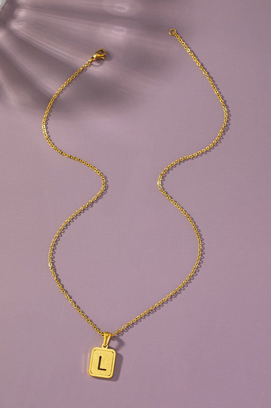Brass diamond dust cut out initial necklace