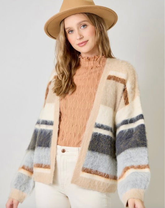 Carrie Color Block Open Cardigan