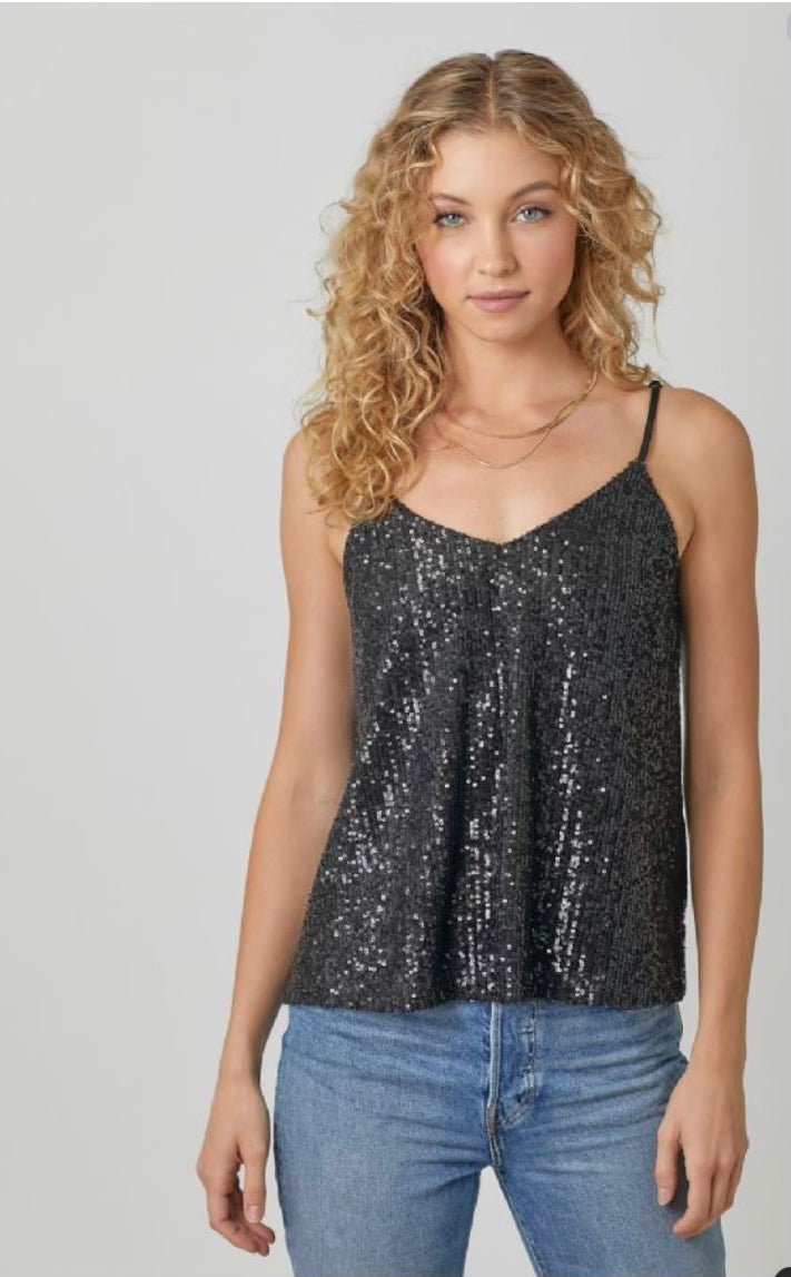 Maisy Black Sequin Tank