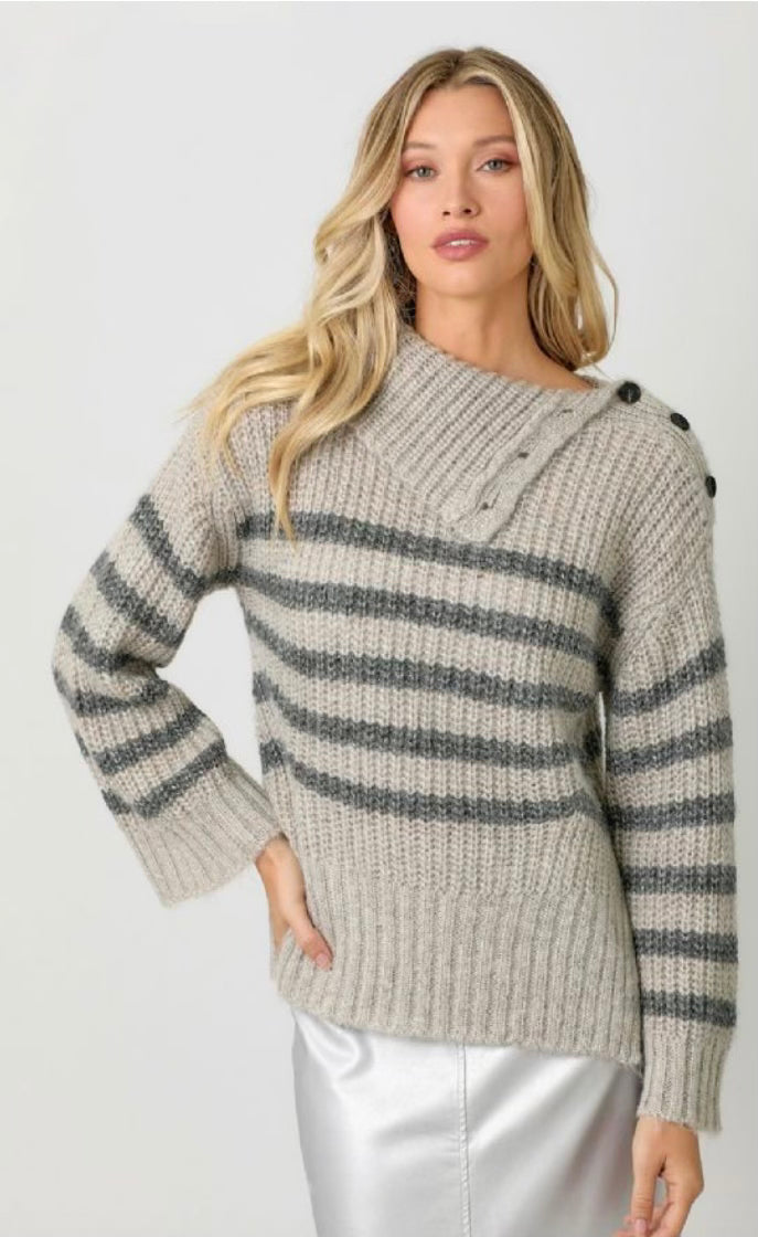 Katie Grey Striped Sweater