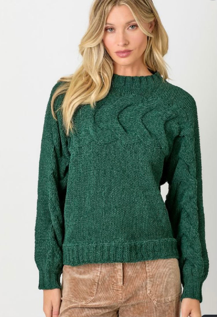 Green Cable Knit Sweater