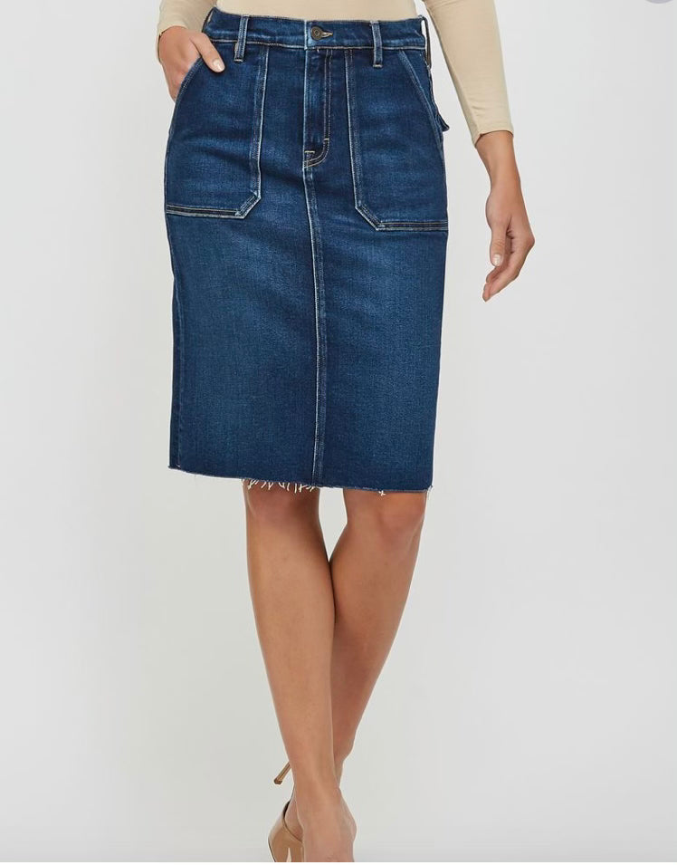 Stella Dark Wash Hidden Midi Denim Skirt