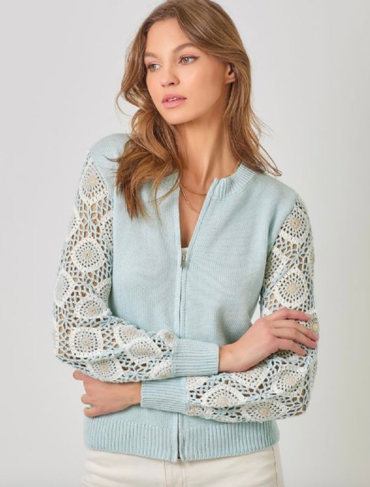 Lace Zip-Up Cardigan