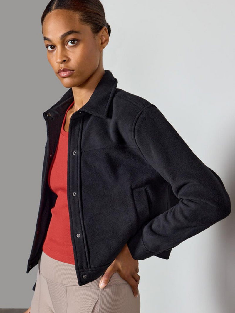 MPG Elevate Recycled Polyester Cropped Shirt Jacket with Welt Pockets