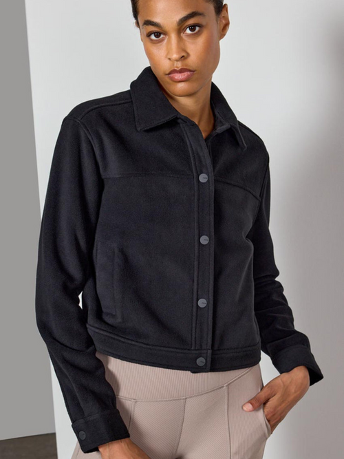 MPG Elevate Recycled Polyester Cropped Shirt Jacket with Welt Pockets