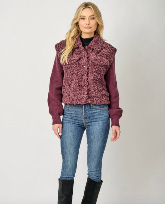 Mixed Media Sweater Jacket